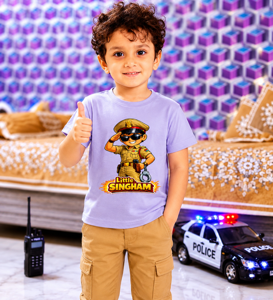 कर्म नायकाः Little Singham - Boy's Crew Neck T-Shirt